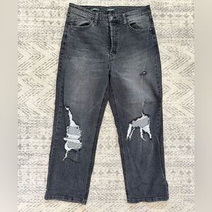 Wild fable High Rise Straight Leg Distressed Denim with Button Fly